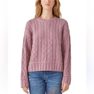 Lucky Brand Cable-Knit Crewneck Sweater Women’s Large Soft, Cozy, Classic Style